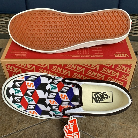 VANS CLASSIC SLIP ON CHECKER CUBE MULTI/TRWHT MENS - Picture 7 of 16